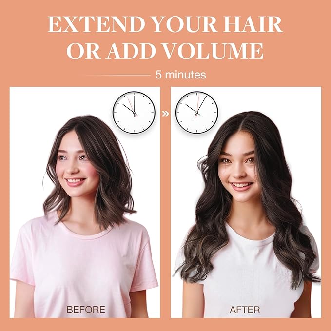 GOO GOO Invisi Edge Clip in Hair Extensions Set, 12inch 85g, 4pcs Injected Seamless PU Clip ins and 3pcs Classical PU Clip inslip ins, Virgin Real Human Hair, #1
