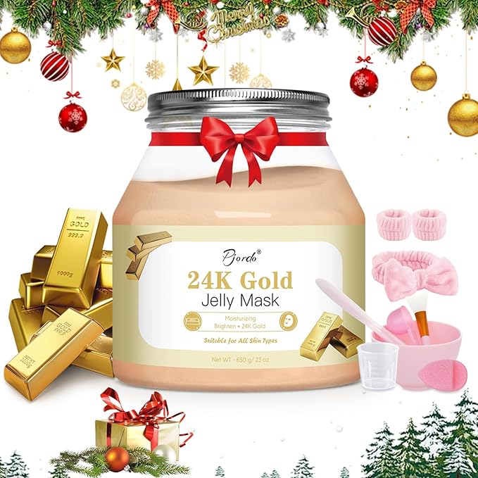 Powder Jelly Mask for Facials Professional, Peel Off Facial Mask for Hydrating & Moisturizing, Christmas Hydrojelly Mask Gifts for Women Men, Home DIY Spa Use for All Skin with 24K Gold