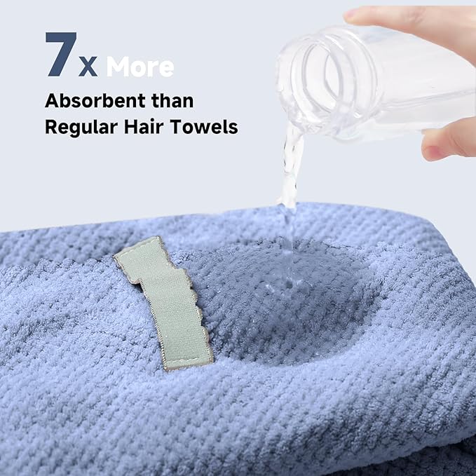 Large Microfiber Hair Towel for Women,Super Soft Anti Frizz & Quick Dry for Curly Hair,Ultra Absorbent Hair Wrap Towels for Long,Thick,Wet Hair 24x42 Inches (Blue)