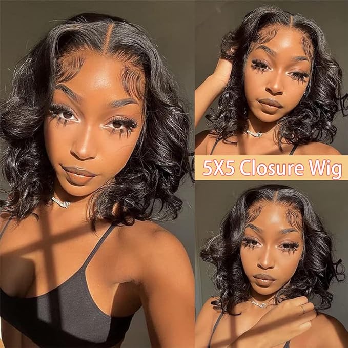 BOB Wig Human Hair 5X5 HD Lace Closure Wig 180% Density Body Wave Wig Human Hair Wigs For Black Women Pre Plucked 5 5 Closure Glueless BOB Wigs