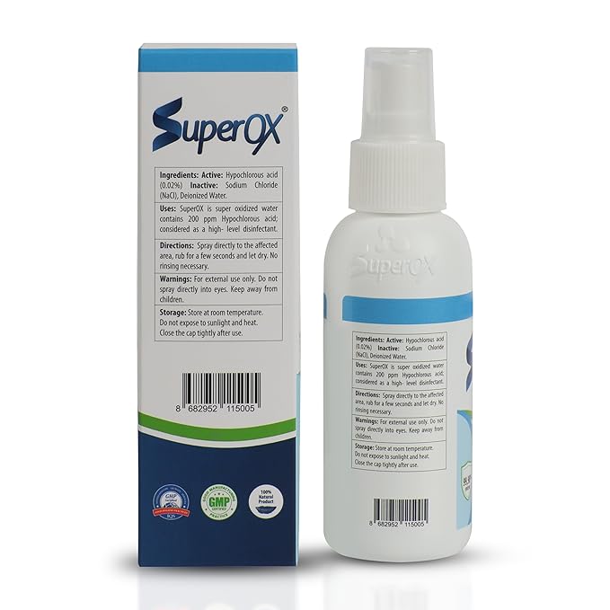 Superox Skin Spray - Minor Cuts, Scars, Tattoo & Piercing Aftercare - Natural & Non-Irritating - (3.4 oz)