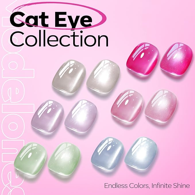 modelones Cat Eye Gel Nail Polish Pink Glitter Holographic Hot Pink Cat Eye Neon Shimmer Reflective Translucent U v Gel Magnetic Nail Polish Top Coat for Women Girl 15ML
