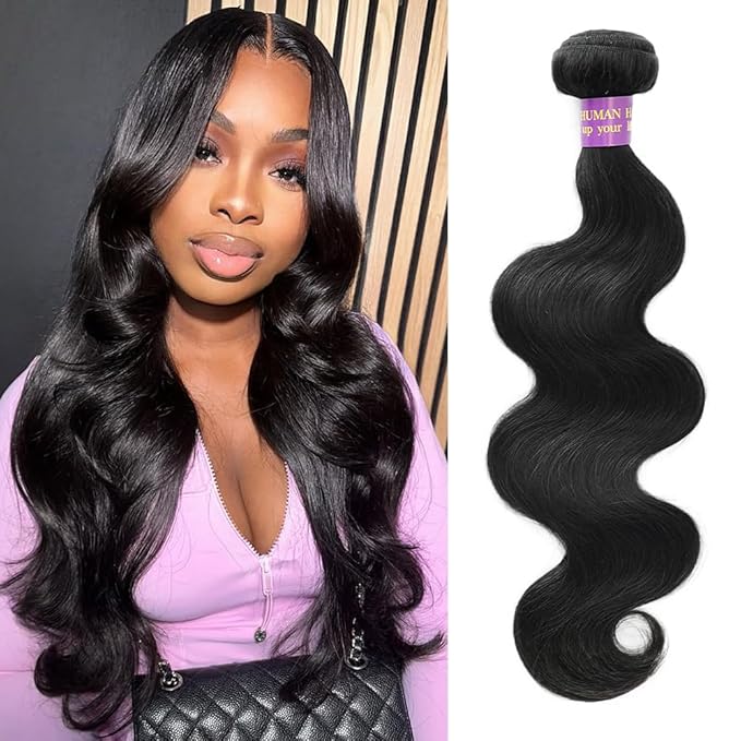 Body Wave Bundles Human Hair 14 Inch 14A Human Hair Bundles Real 100% Raw Unprocessed Brazilian Virgin Sew in Quick Weave Natural Black Deals Thick Hair Extensions