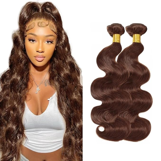 30 30 inch #4 Bundles Dark Brown Human Hair Bundles Brown Body Wave Bundle Color 4 Human Hair Bundle