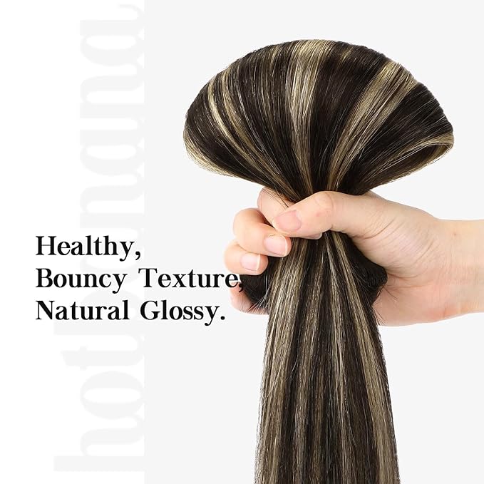 HOTBANANA Human Hair Clip in Hair Extensions, Balayage Natural Black to Light Blonde 120g Clip in Hair Extensions Real Human Hair Straight Remy Hair Clip Ins Dark Roots Ombre 24 Inch 7pcs