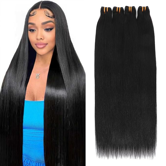 16A Raw Human Hair Bundles 100% Burmese Virgin Straight Bundles Human Hair, Sliky Boutique Extensions, Can Be Dyed and Restyled, Full Ends, Vertical Smooth (24 26 28 30)