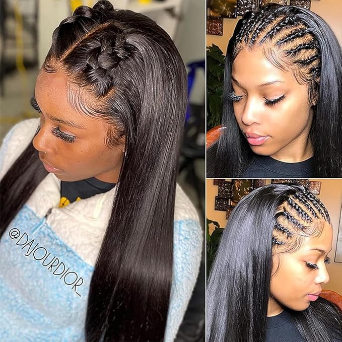 Tuneful 13x6 HD Straight Lace Front Wigs Human Hair Pre Plucked 32 Inch 100% Human Hair lace Front Wigs for Black Women 13x6 Lace Frontal Wig with Baby Hair