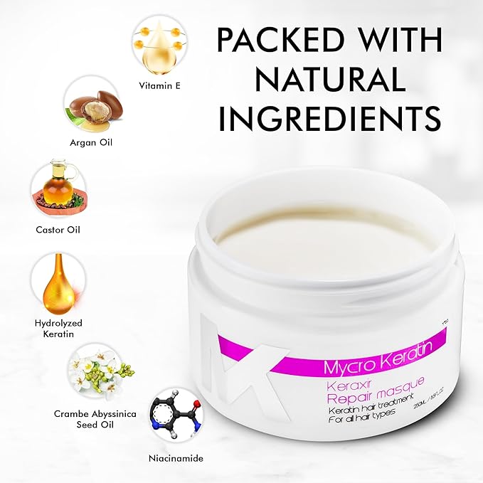 MK MYCRO KERATIN Keratin Keraxir Bonding Repair Hair Treatment - Deep Conditioner, Hair Mask for Damaged Hair, 8.45 Fl Oz