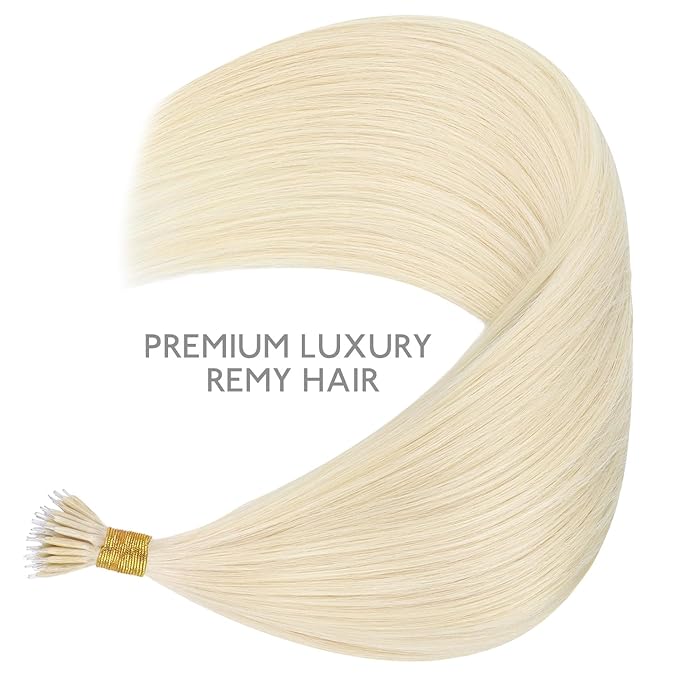 WENNALIFE Nano Bead Hair Extensions Human Hair, 50g 50s 20 Inch Platinum BlondeReal Human Hair Extensions for Women Invisible Nano Ring Hair Extensions Remy Human Hair Extensiones De Cabello Humano