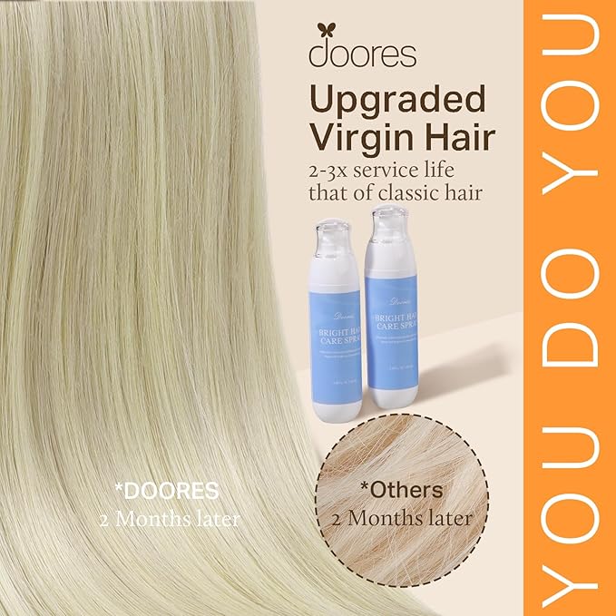 DOORES K Tips Hair Extensions Human Hair, Ash Blonde Highlighted Platinum Blonde 22 Inch 50g/50s, Utip Extensions