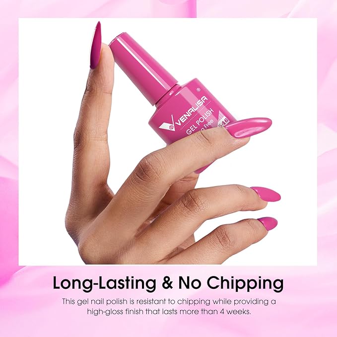 VENALISA Pink Gel Nail Polish 1 Pcs Hot Pink Color Gel Polish Soak Off UV Gel DIY at Home Manicure Salon Nail Art For Girls Women
