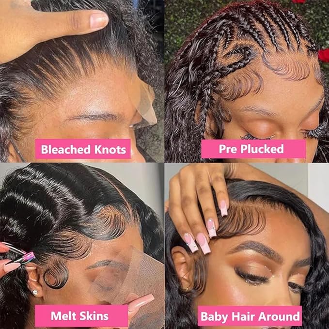 13x6 Deep Wave Lace Front Wigs Human Hair 200 Density 13x6 HD Transparent Frontal Wigs Human Hair for Women Deep Curly Glueless Wigs Human Hair Pre Plucked with Baby Hair Natural Black 26 Inch