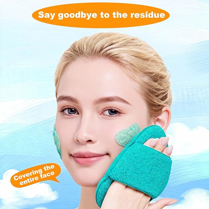 4Pcs Large Facial Sponges Set, Cleansing Puff, – 6.5x5 in Soft Face Sponge, Reusable Makeup Remover Exfoliating Pads,Daily Deep Cleansing with Drain Clip (4PCS)