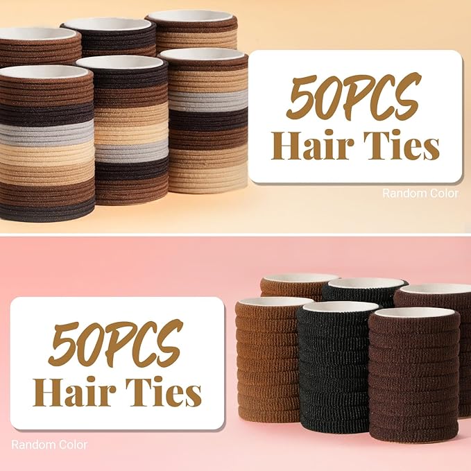 823PCS Elastic Hair Ties, IKOCO Hair Bands Hair Accessories for Girls with Hair Clips, Neutral Colors