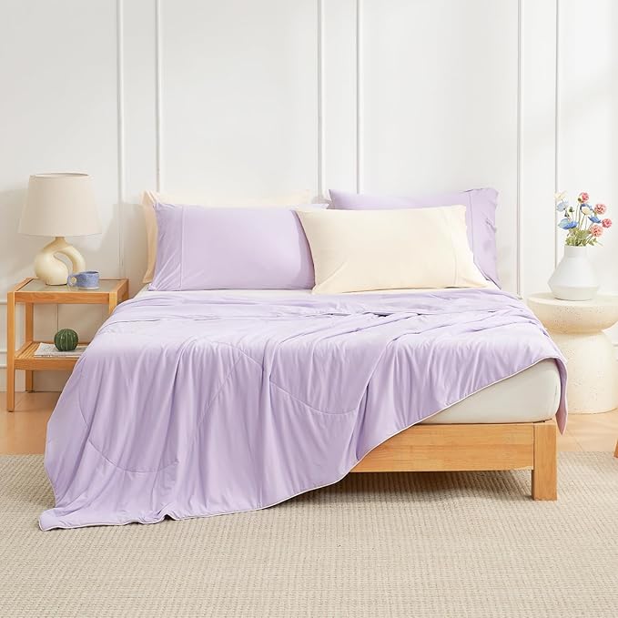 Cozy Bliss Cooling Comforter King Size, Cooling Blankets for Hot Sleepers and Night Sweats, Purple Summer Comforter for King Size Bed, Breathable Soft Lightweight Silk Smooth