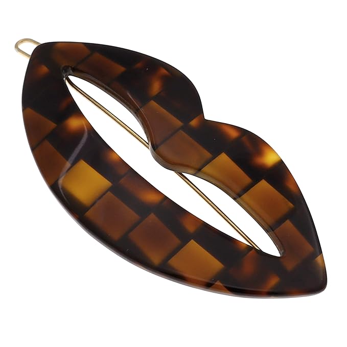 Camila Paris CP2971 French Hair Barrette Clip for Girls, Small Handmade Kiss Brown, Strong Hold Grip Hair Clips for Women, No Slip and Durable Styling Girls Hair Accessories, Made in France