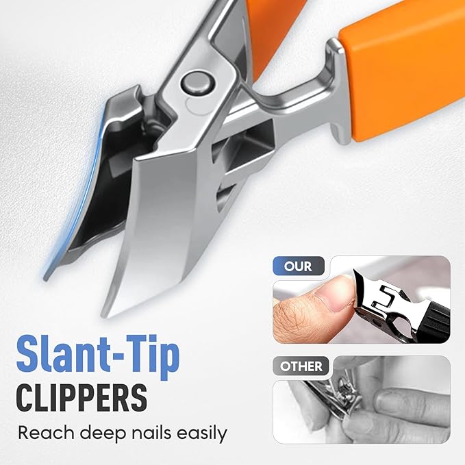 Wide Jaw Opening Anti-Splash Slanted Nail Clipper, Fingernail and Toenail Clippers Clippers for Ingrown Nails, Curved Toenail Clippers for Thick Nails, Household Slanted Nail Clippers (Black)