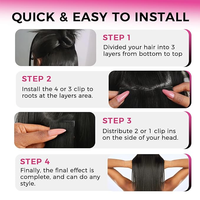 Lashey Invisi Edge Clip in Hair Extensions 18 Inch 110g 7pcs Injected Seamless PU Clip in Hair Extensions Virgin Human Hair, Natural Black Yaki Straight Hair