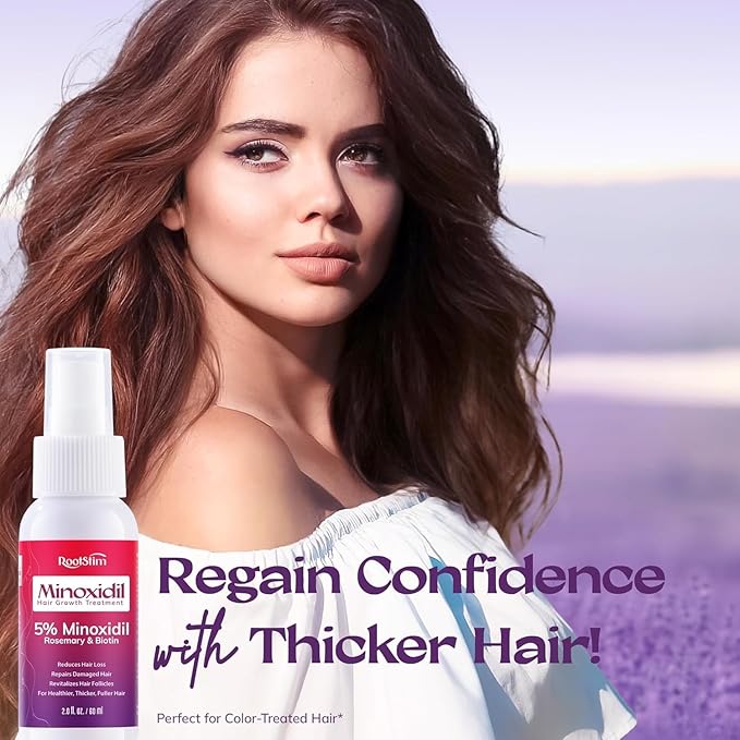 5% Minoxidil Spray for Women Hair Growth: RootStim Extra Strength Hair Regrowth Treatment with Rosemary & Biotin for Thinning Hair, Fuller & Healthier Hair - 2 Fl Oz