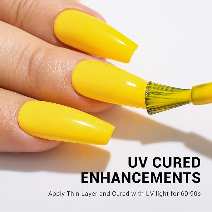 MelodySusie Thick Neon Almond Yellow Gel Nail Polish,0.5fl oz Nails Soak Off UV LED Bright Yellow Gel Polish Gift for Women Nail Art Manicure Salon DIY Nail Design Decoration at Home-302