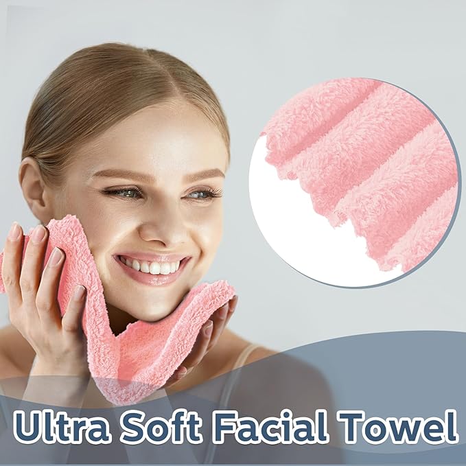 Newwiee 100 Count Washcloths Quick Drying Bathroom Wash Clothes 12 x 12 Inch Face Towels Microfiber Soft Wash Rags Bulk for Your Face and Body Facial Towels for Spa Fingertip Towel (Light Pink)