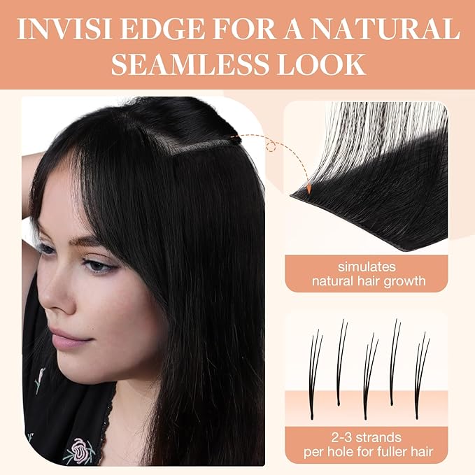 GOO GOO Invisi Edge Clip in Hair Extensions, 22inch 150g 7Pcs, Injected Seamless PU Clip in Hair Extensions, Virgin Real Human Hair, #1D/2C/4E Chocolate Dip Color Melt
