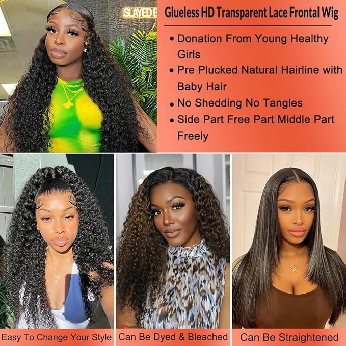 Kinky Curly Lace Front Wig Human Hair 13x4 Wear and Go Glueless Wigs Human Hair Pre Plucked with Baby Hair 22 Inch HD Deep Jerry Curly Wave Lace Frontal Wigs 150% Density Full and Thick