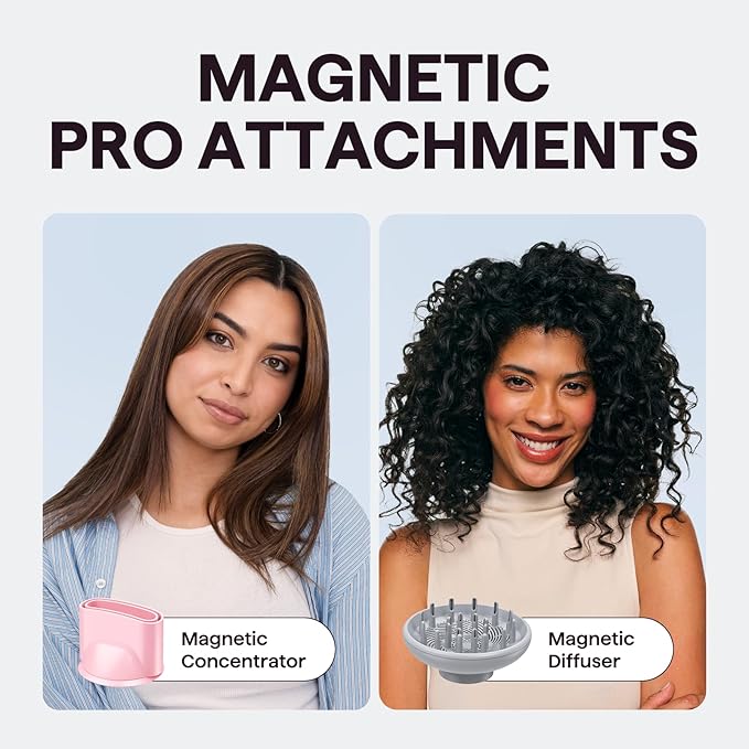 Hair Dryer, Wavytalk Turblow Pro Fast Drying Blow Dryer with Diffuser, High Speed Hair Dryer with 110,000 RPM, Pro Negative Ions for Reduces Damage, Frizz Smoothing, 3 Speeds & 3 Temps, Pink