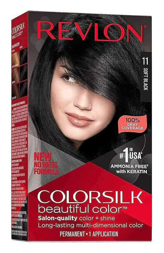 Revlon ColorSilk Beautiful Color, Soft Black [11] 1 ea (Pack of 2)