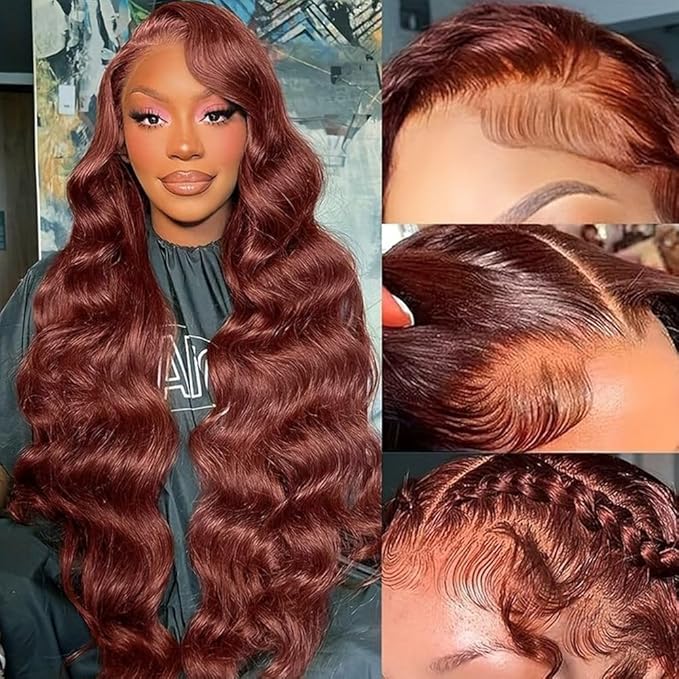 Reddish Brown Human Hair Wig Body Wave 13x6 Lace Front Wigs Human Hair Wigs For Black Women 32 Inch