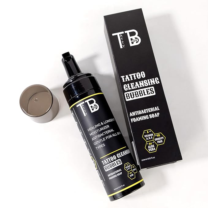Tattoo Cleansing Foam – Gentle Tattoo Aftercare Soap & Piercing Wash • Hydrating Foam Cleanser for New Tattoos • 6.8 fl oz