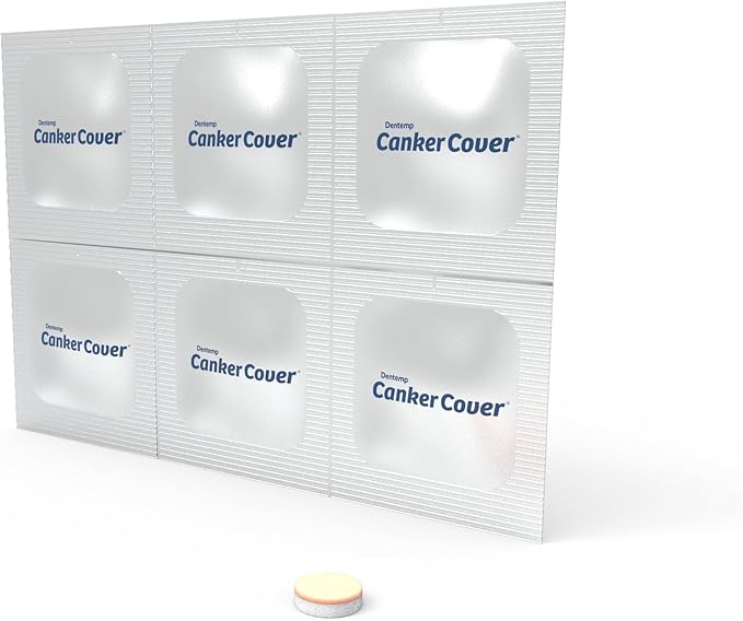 Dentemp Canker Sore Medicine 2pk Canker Cover - Oral Pain Reliever (12 Count) - Treatment to Relieve Canker Pain, Mouth Sores & Mouth Irritation - Fast Acting Canker Sore Relief Tablets for Adults