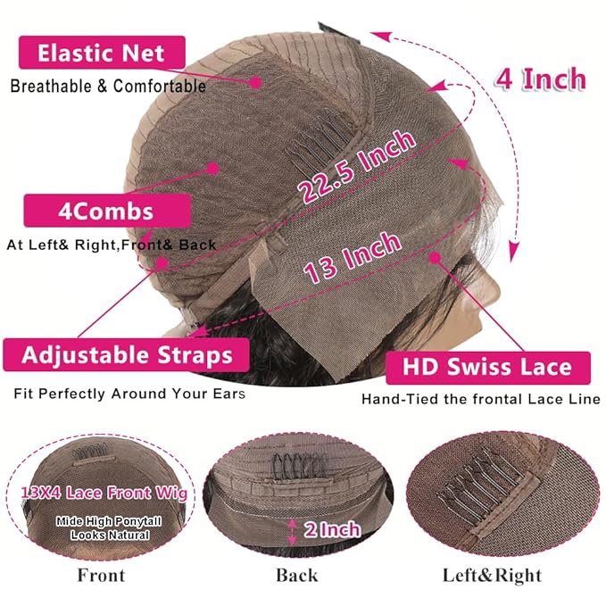 180% Density Highlight 13x4 HD Lace Front Wig Human Hair 4/27 Deep Wave Human Hair Wigs for Black Women Ombre Honey Blonde Curly Wig Human Hair Pre Plucked (20inch)