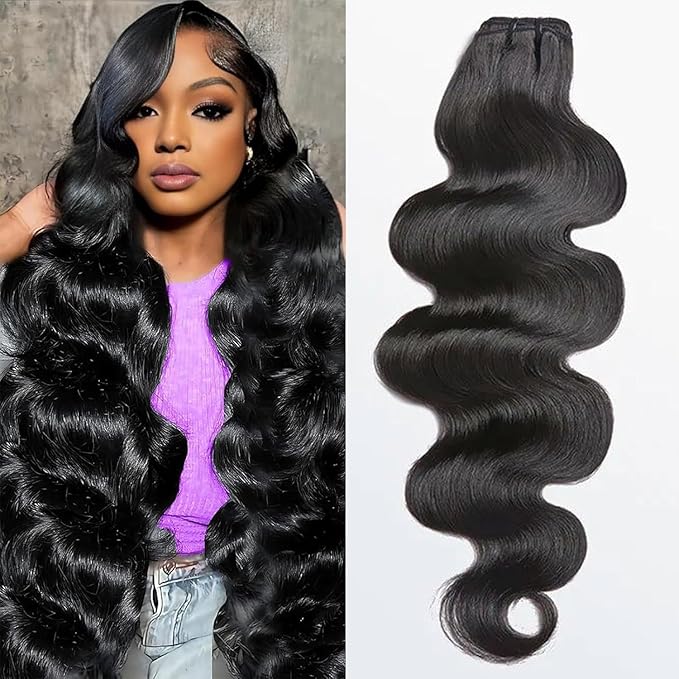 Body Wave Bundles Human Hair 26 Inch Bundles Human Hair 100% Unprocessed Virgin Brazilian hair for Women Natural Black Color