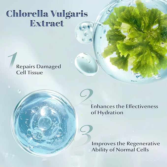 Chlorella Deep Hydrating Mask,with Bio-Collagen,Hyaluronic Acid and Chlorella | Sheet Facial Mask Skincare | Improves Hydrating,Firming,Glowing | Skin moisturizer masks,1count