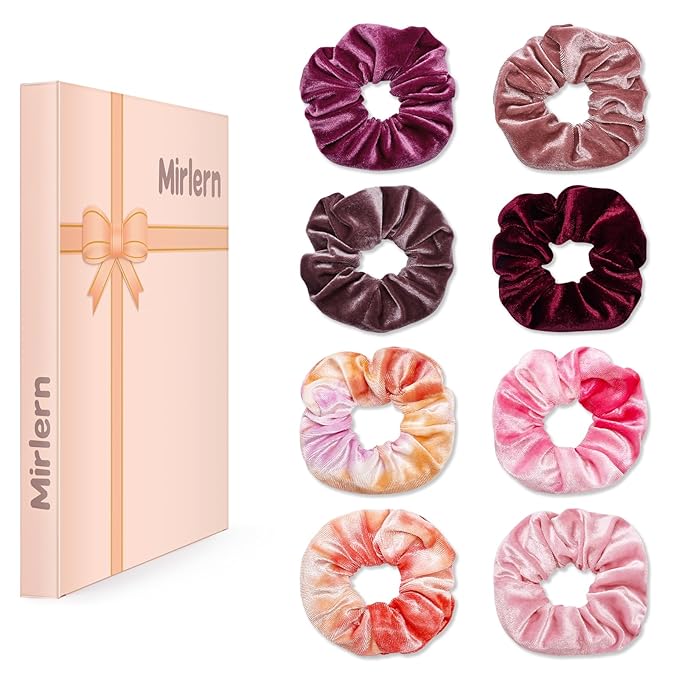 Velvet Scrunchies with Zippers Pocket, 8 Pcs Blush Theme Soft Hair Ties, Hidden Pocket Hair Scrunchies Accessories for Women Girls, Ponytail Holder Secret Compartment Items (Pink)