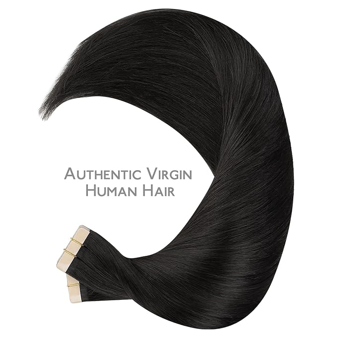 WENNALIFE 40pcs Tape-in Hair Extensions, 80g, 12 inch Natural Black, Real Human Hair, Straight, Invisible, Reusable