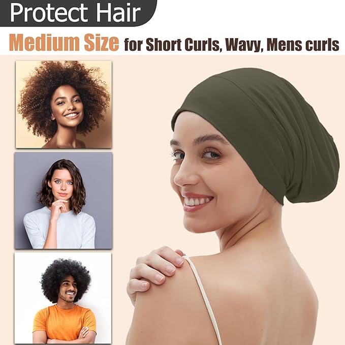 Sleep Cap Bonnet for Sleeping, Adjustable Cooling Ice Silk Lined Hair Bonnets for Natural Curly Braids Beanie Hat Women Men