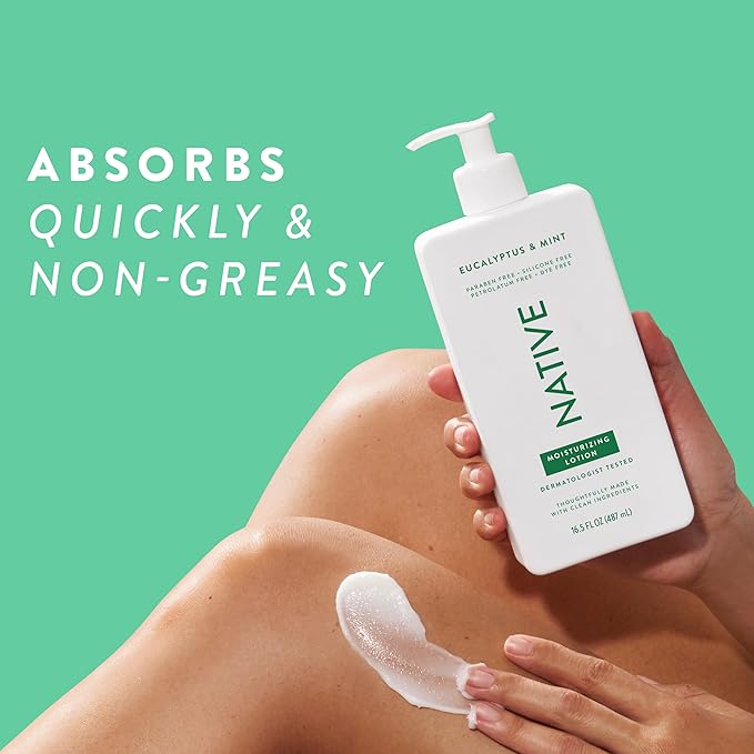 Native Body Lotion Contains Naturally Derived Plant-Based Moisturizers for Women and Men | Restores Dry Skin, Eucalyptus & Mint, 16.5 fl oz