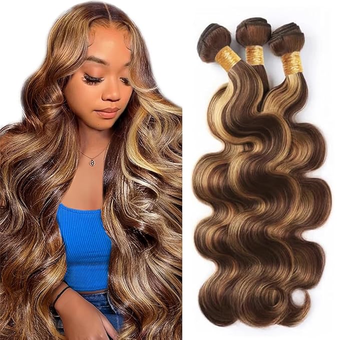 30 32 34 inch WuvuSnm P427 Human Hair Bundles Highlight Body Wave Bundles Dark Brown Human Hair Bundle 150g
