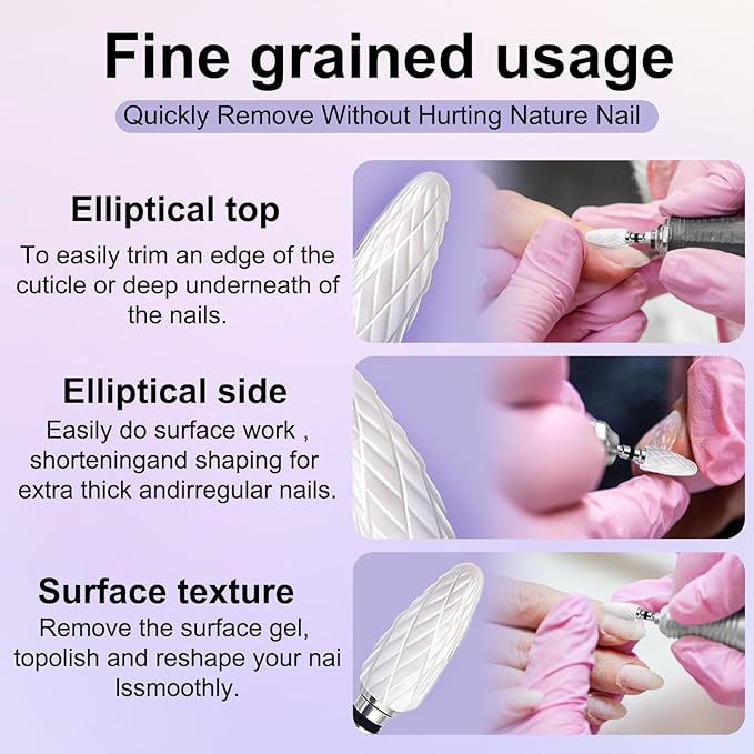 Fantexy 3/32" Ceramic Nail Drill Bit - Remove Acrylic Hard Gels Quickly and Safely,White Ceramic Cone File Bit for Nail Art,Manicure,Pedicure,Gel,Cuticle Clean(Extra Coarse - XC)