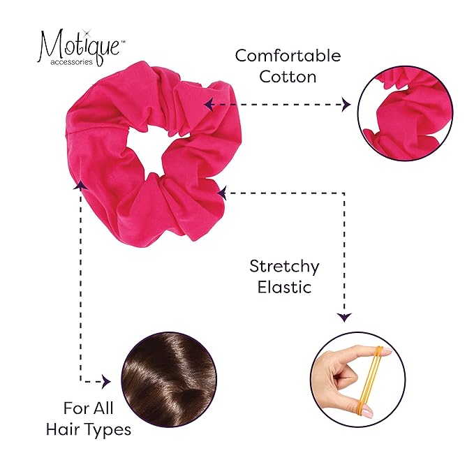 Jumbo Cotton Scrunchie Hair Tie - Hot Pink