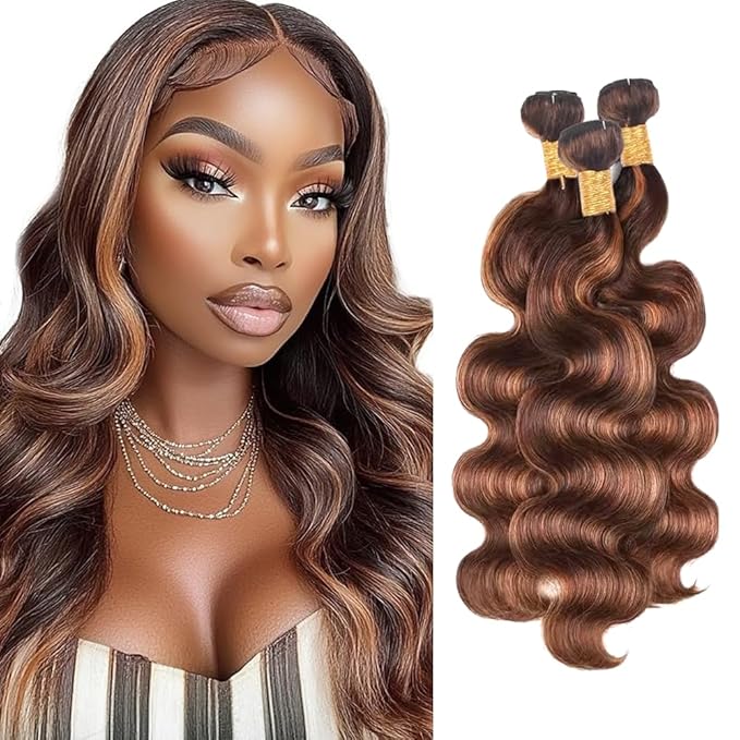 30 32 34 inch Ombre Brown Bundles P430 Body Wave Bundles Human Hair #4 Body Wave Bundle Highlight Human Hair Bundle