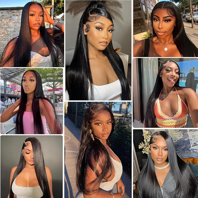 13x6 Lace Front Wigs Human Hair 250% Density Straight HD Transparent Lace Front Human Hair Wigs for Women 13x6 Straight Brazilian Wigs Human Hair Natural Color(straight wigs, 28 Inch)