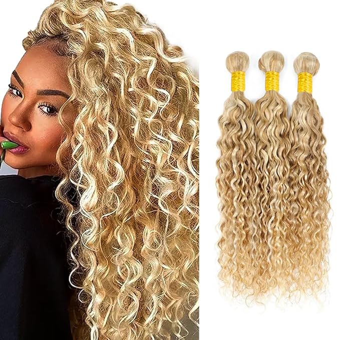 22 24 26 inch Blonde Bundles Human Hair 613 Bundles P27613 Water Wave Bundle 613 Wet and Wavy Bundle Human Hair 150g
