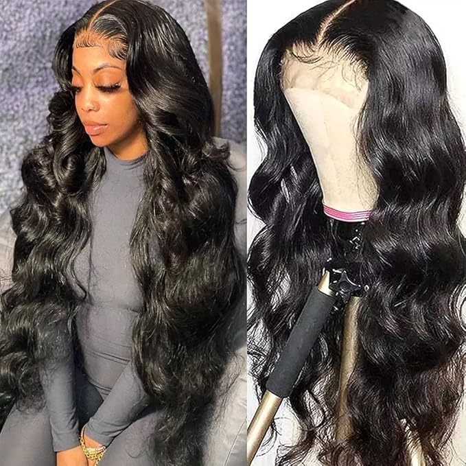 IUPin 26inch Pre Plucked Long Body Wave HD Lace Closure Wigs Human Hair Lace Closure Wig Wear and Go Glueless Wigs for Black Women Unprocessed Brazilian Virgin 4x4 Lace Front Human Hair Wig