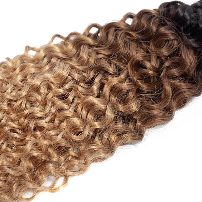 Blonde and Black Bundles Ombre Wet and Wavy Bundle 4/27 Water Wave 3 Bundles Brazilian Unprocessed Virgin Hair 3 Bundles 24 24 24 Inch