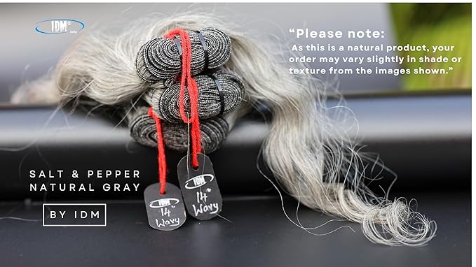 14” Wavy Salt & Pepper/Natural Gray 3 bundles. Its 100% Natural Indian Virgin Raw Hair Extensions .Natural color unprocessed and not treated with any kind of chemicals