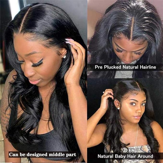 IUPin 4x4 Body Wave Lace Closure Human Hair Wigs Brazilian Lace Front Wigs Human Hair for Black Women 150% Density Pre Plucked Bleached Knots (20inch, Body Wave Wig)