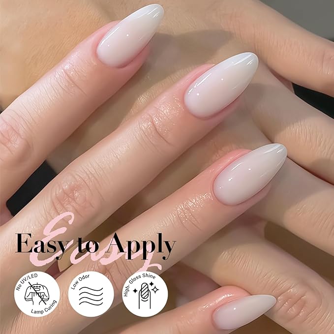 AZUREBEAUTY Milky White Translucent Nail Polish – Quick Dry, Long-Lasting, Natural Jelly Glossy Finish for DIY Manicure & Nail Art, Salon Quality for Women